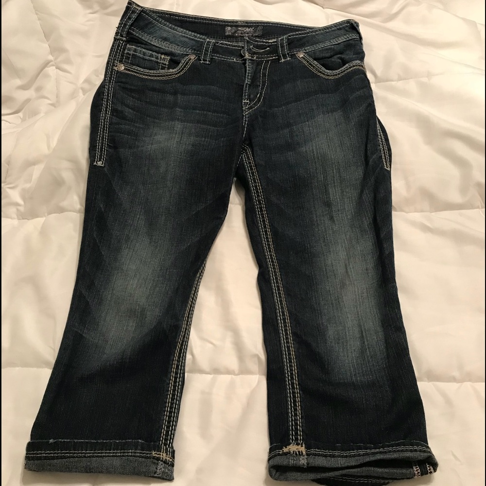 Silver cropped jeans. Size 28. In great condition!